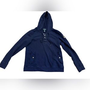 Lauren Ralph Lauren Womens Size Small Navy  Blue Hoodie Nautical Pullover